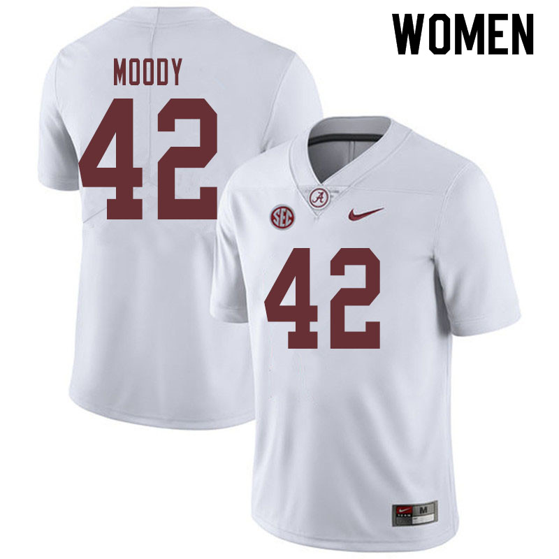 Alabama Crimson Tide Women's Jaylen Moody #42 White NCAA Nike Authentic Stitched 2019 College Football Jersey PQ16X56LI